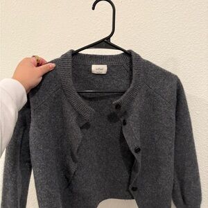 Aritzia Wilfred Dark Gray Cashmere Cardigan Sweater